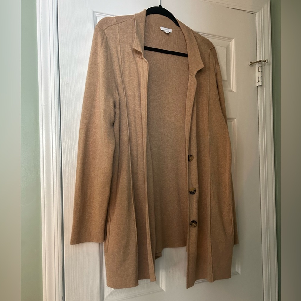 J. Jill Camel Button-Front Women's Cardigan Sweater
